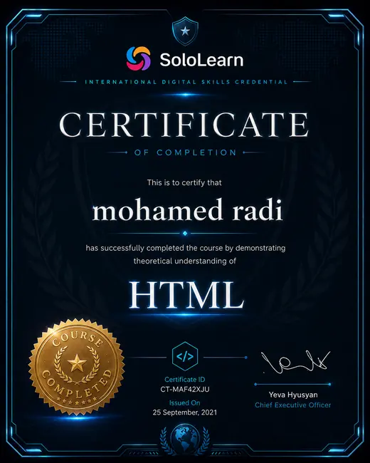 HTML Certificate