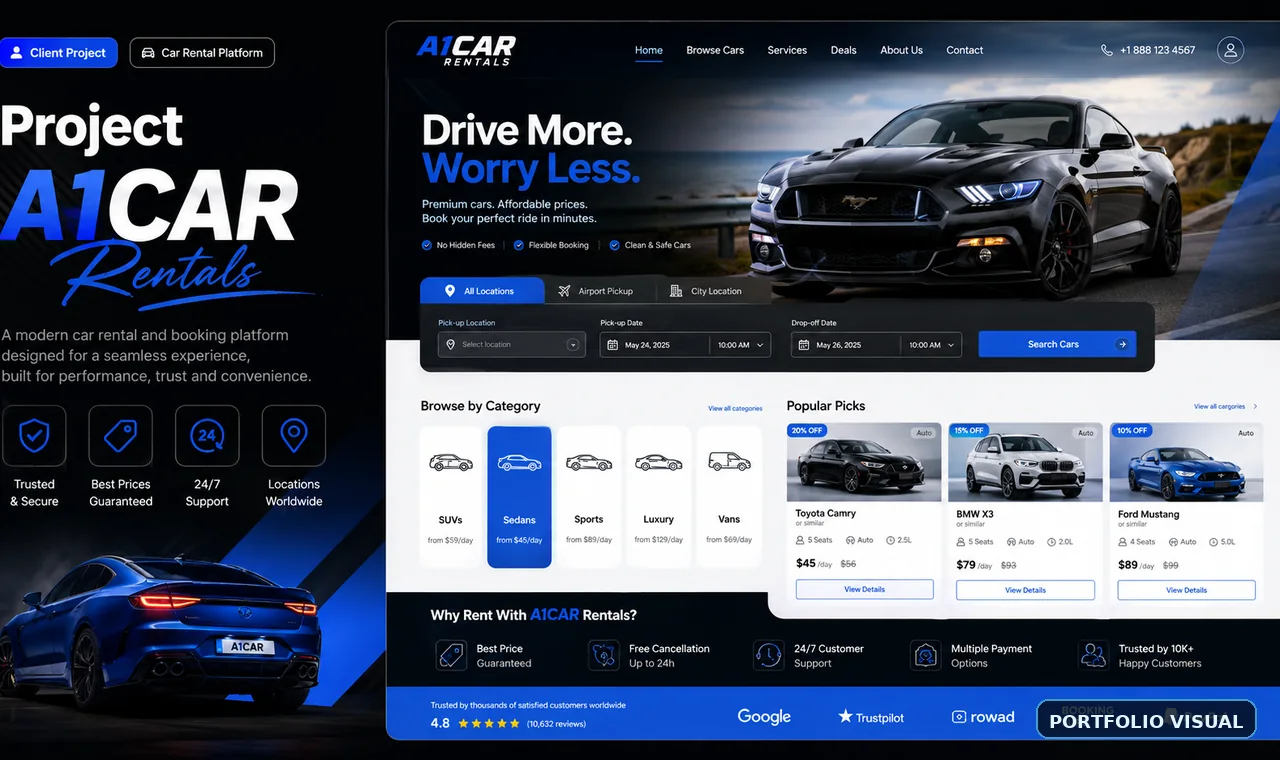 مشروع A1CAR Rentals portfolio visual